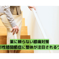 階段で膝を押さえる女性の写真。整体による変形性膝関節症の改善が注目されている様子。